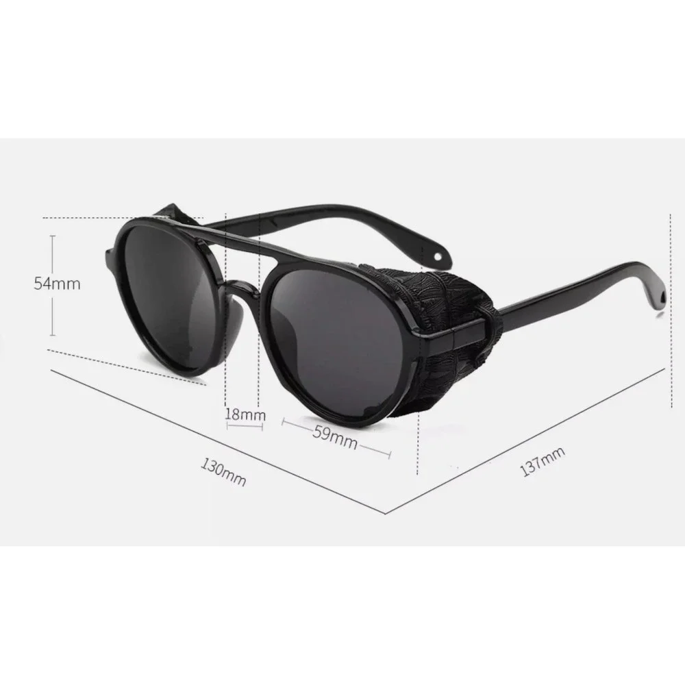 Round Sunglasses Dark Black Glasses Style Men Bold Black Unique Protective Music